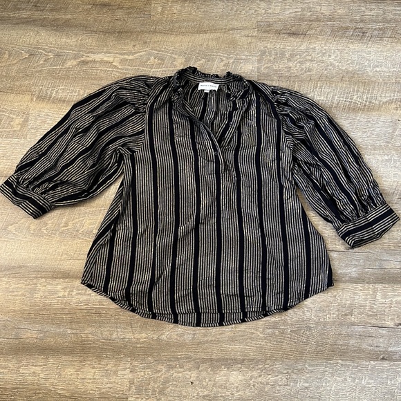 Antik Batik Black & Gold Striped Top Size M/40 - Picture 4 of 9